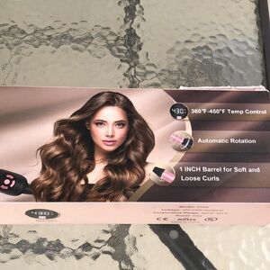 Rotating Curling Iron 1 Inch - Automatic Curling Iron for All Hair Type, Fast &